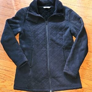 NORTH FACE BLACK QUILTED ZIP FRONT KNIT JACKET sz L